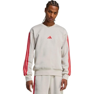 adidas Essentials Fleece 3-Stripes Sweatshirt(Wonder Alumina/Pure Ruby)