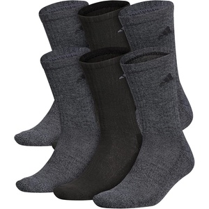 adidas Men’s Athletic Cushioned Crew Socks (6 Pairs) Durable & Comfortable(Black/Onix Grey)