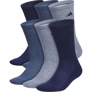 adidas Men’s Athletic Cushioned Crew Socks (6 Pairs) Durable & Comfortable(Dark Blue/Collegiate Navy/Tech Indigo Blue)