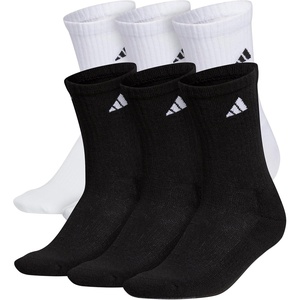 adidas Men’s Athletic Cushioned Crew Socks (6 Pairs) Durable & Comfortable(White/Black/White)
