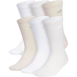 adidas Men’s Athletic Cushioned Crew Socks (6 Pairs) Durable & Comfortable(White/Wonder Beige/Alumina Beige)