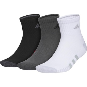 adidas Men’s Cushioned Quarter Ankle Socks (3 Pairs) Durable & Comfortable(Black/Grey Six/White/3/Color)