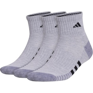 adidas Men’s Cushioned Quarter Ankle Socks (3 Pairs) Durable & Comfortable(Cool Light Heather/Grey/Black/3)