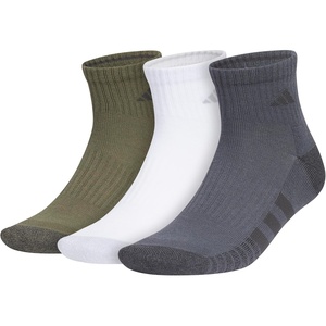 adidas Men’s Cushioned Quarter Ankle Socks (3 Pairs) Durable & Comfortable(Olive Strata Green/White/Onix Grey/3/Color)