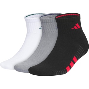 adidas Men’s Cushioned Quarter Ankle Socks (3 Pairs) Durable & Comfortable(White/Collegiate Green/Black/4)