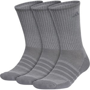 adidas Men’s Cushioned X Socks (3 Pairs) Multiple Heights, Durable & Comfortable(Onix Grey/Grey/Crew/4)