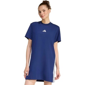 adidas Women’s Essentials 3-Stripes T-Shirt Dress(Dark Blue/White)