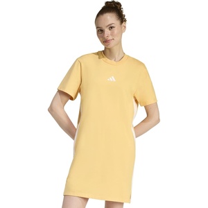 adidas Women’s Essentials 3-Stripes T-Shirt Dress(Semi Ice Tangerine/White)