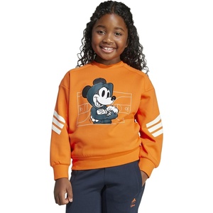 adidas unisex-child Disney Mickey Mouse Sweatshirt(Semi Impact Orange/Off White)