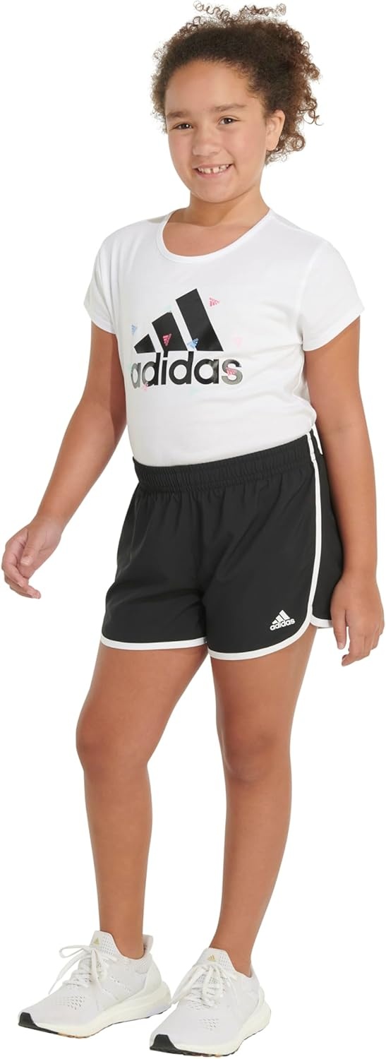 image:imageAdidas Girls Elastic Waistband Retro Woven Gym ShortsBlack Ah4394