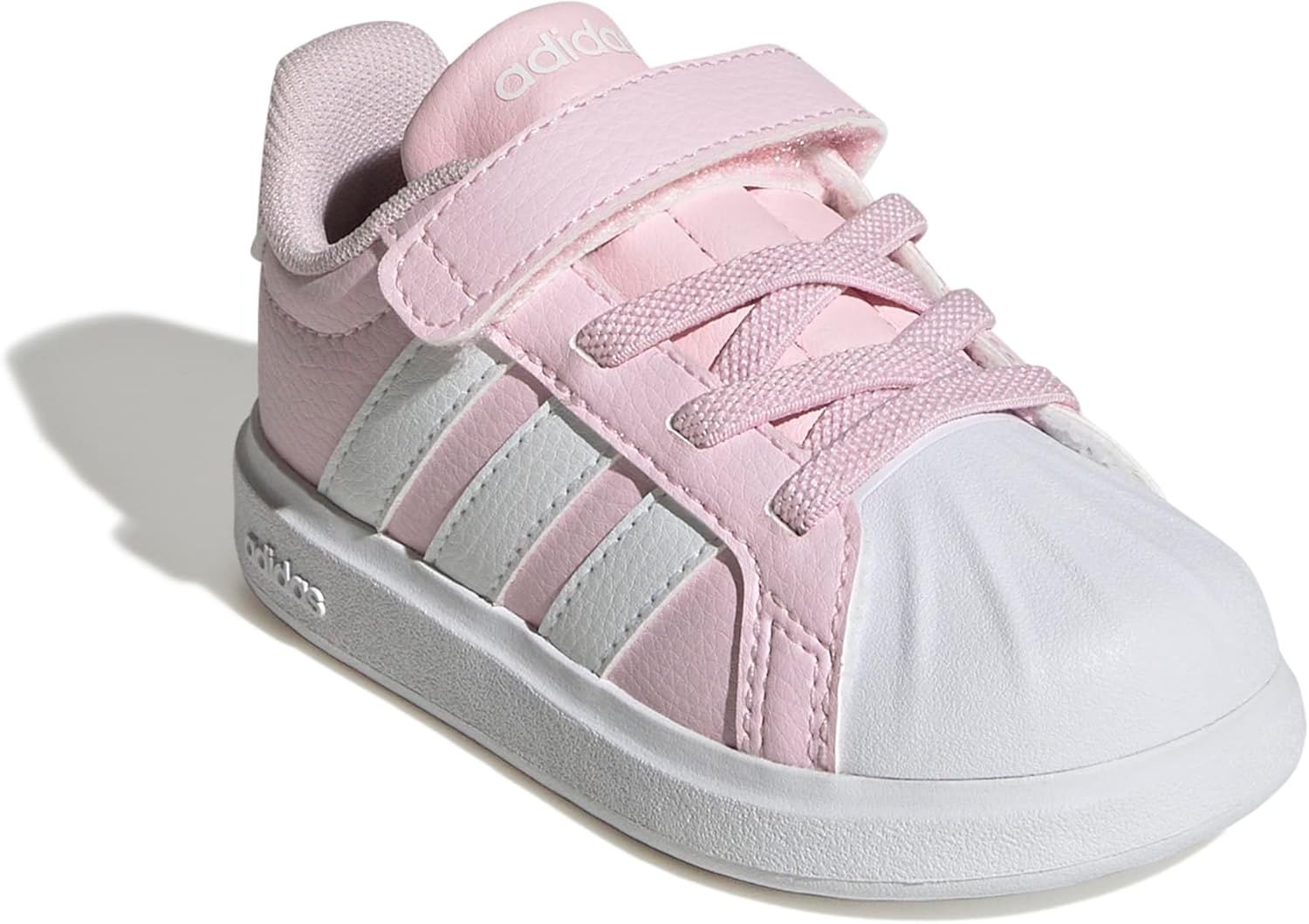 image:imageAdidas UnisexChild Streettalk Elastic Lace amp StrapClear PinkWhiteGrey