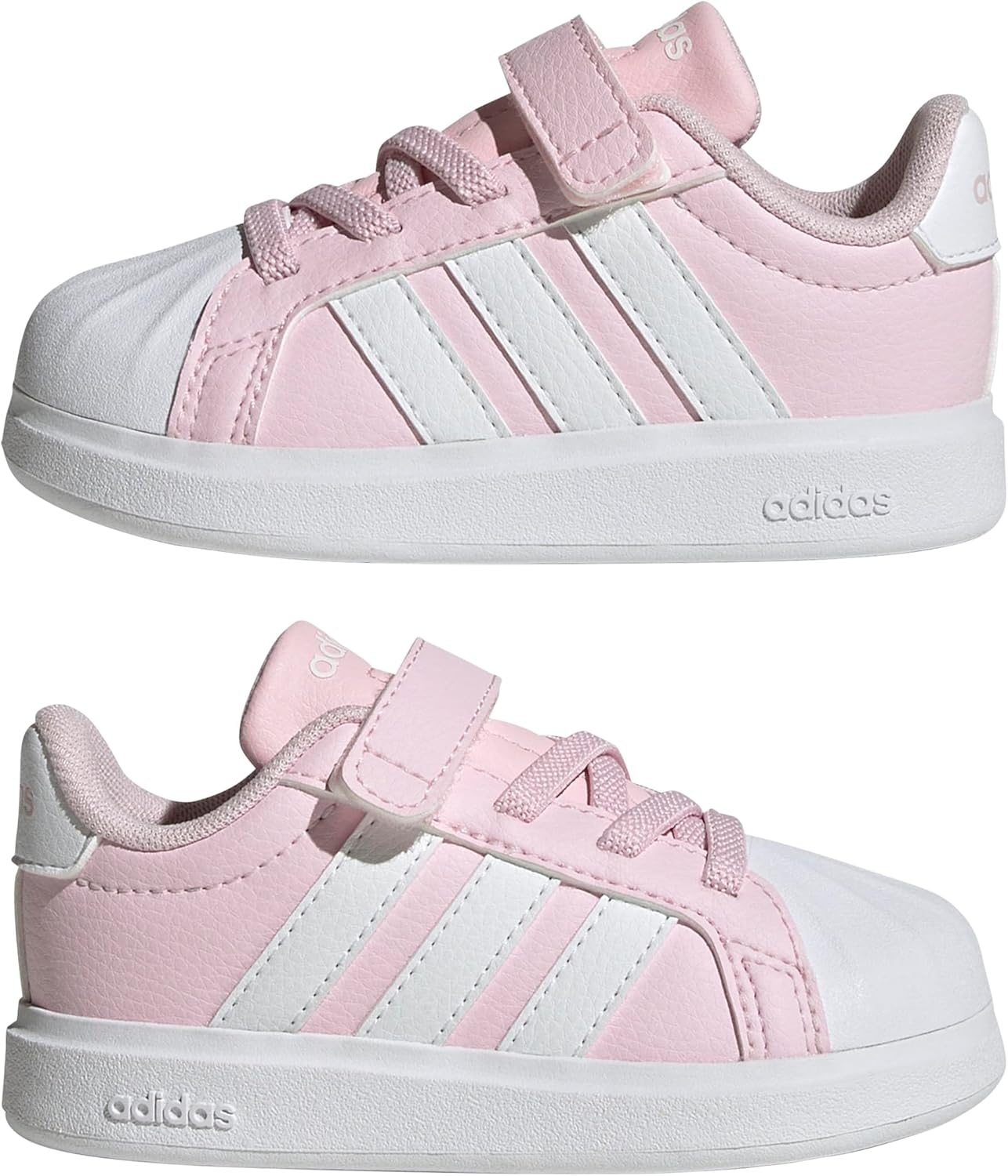 image:imageAdidas UnisexChild Streettalk Elastic Lace amp StrapClear PinkWhiteGrey