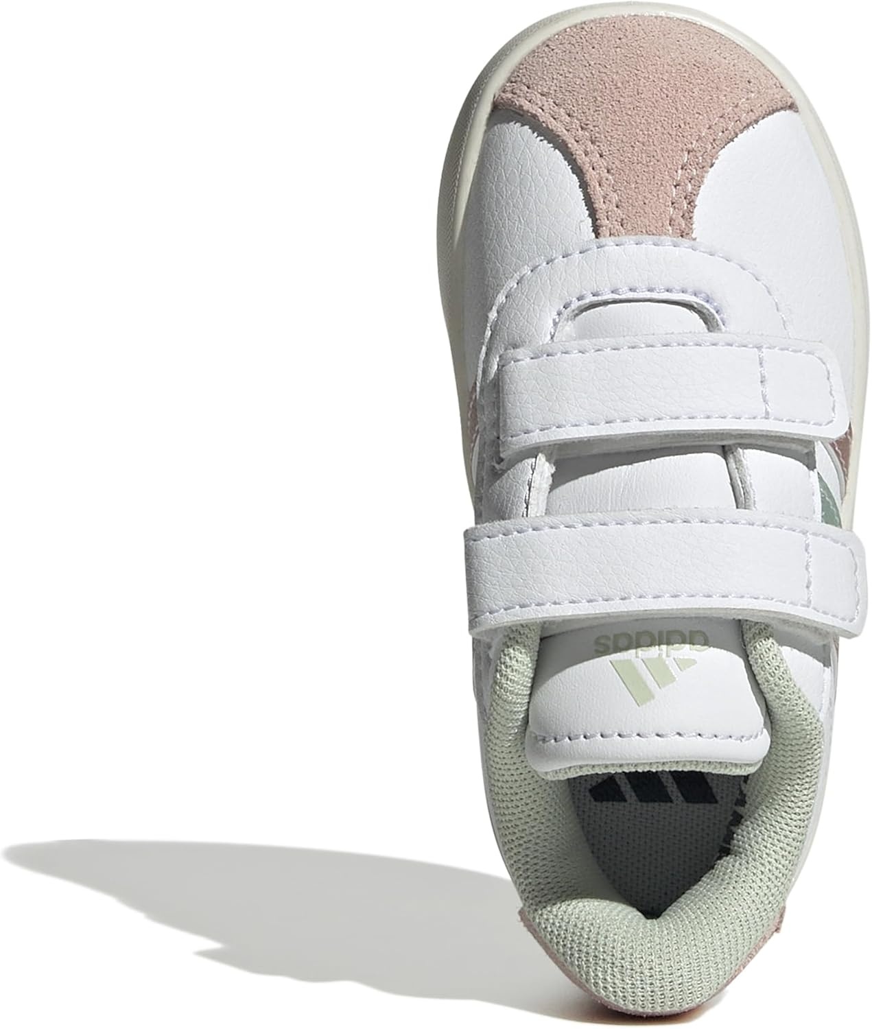 image:imageAdidas UnisexChild Vl Court BoldWhiteLinen Green MetallicSandy Pink Metallic