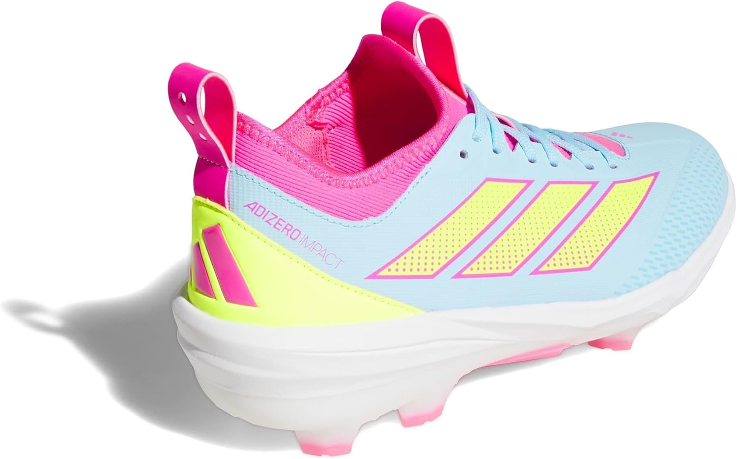 image:imageadidas Adizero Impact 20 TPU Baseball CleatsBliss BlueLucid LemonLucid Pink
