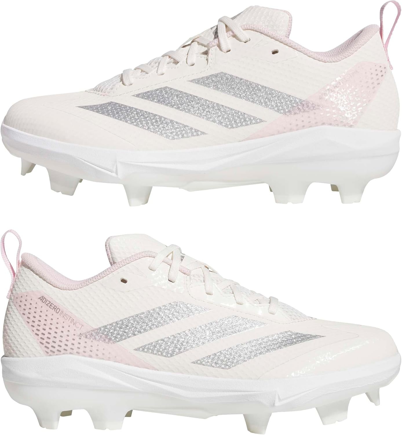 image:imageadidas Adizero Instict TPU 20 Softball CleatsChalk WhiteSilver MetallicClear Pink