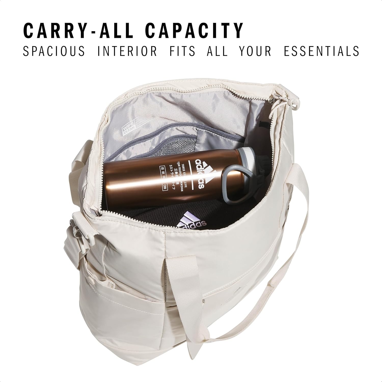 image:imageadidas All Me Tote Bag Everyday Carryall with Crossbody StrapAlumina BeigeGrey Four2