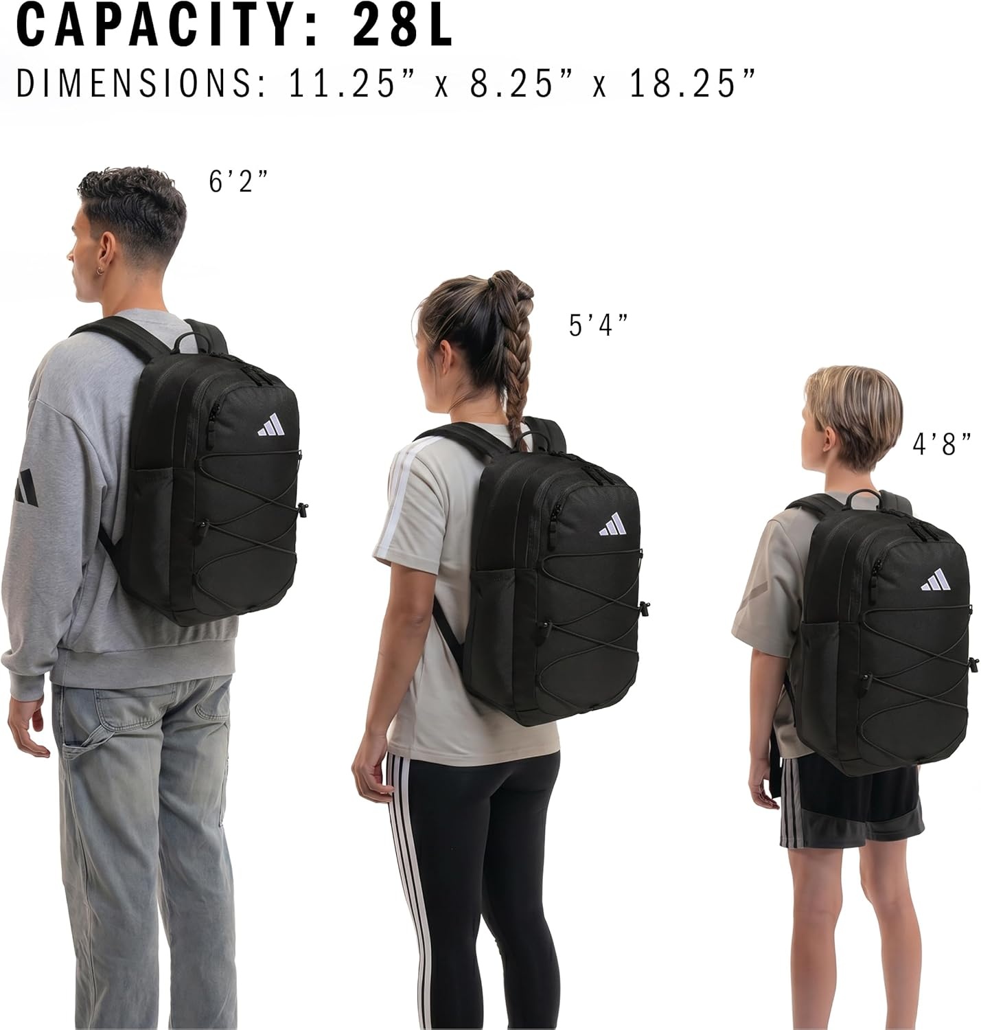image:imageadidas Amplifier Backpack for Laptop School and Gym 28LBlackWhiteBungie