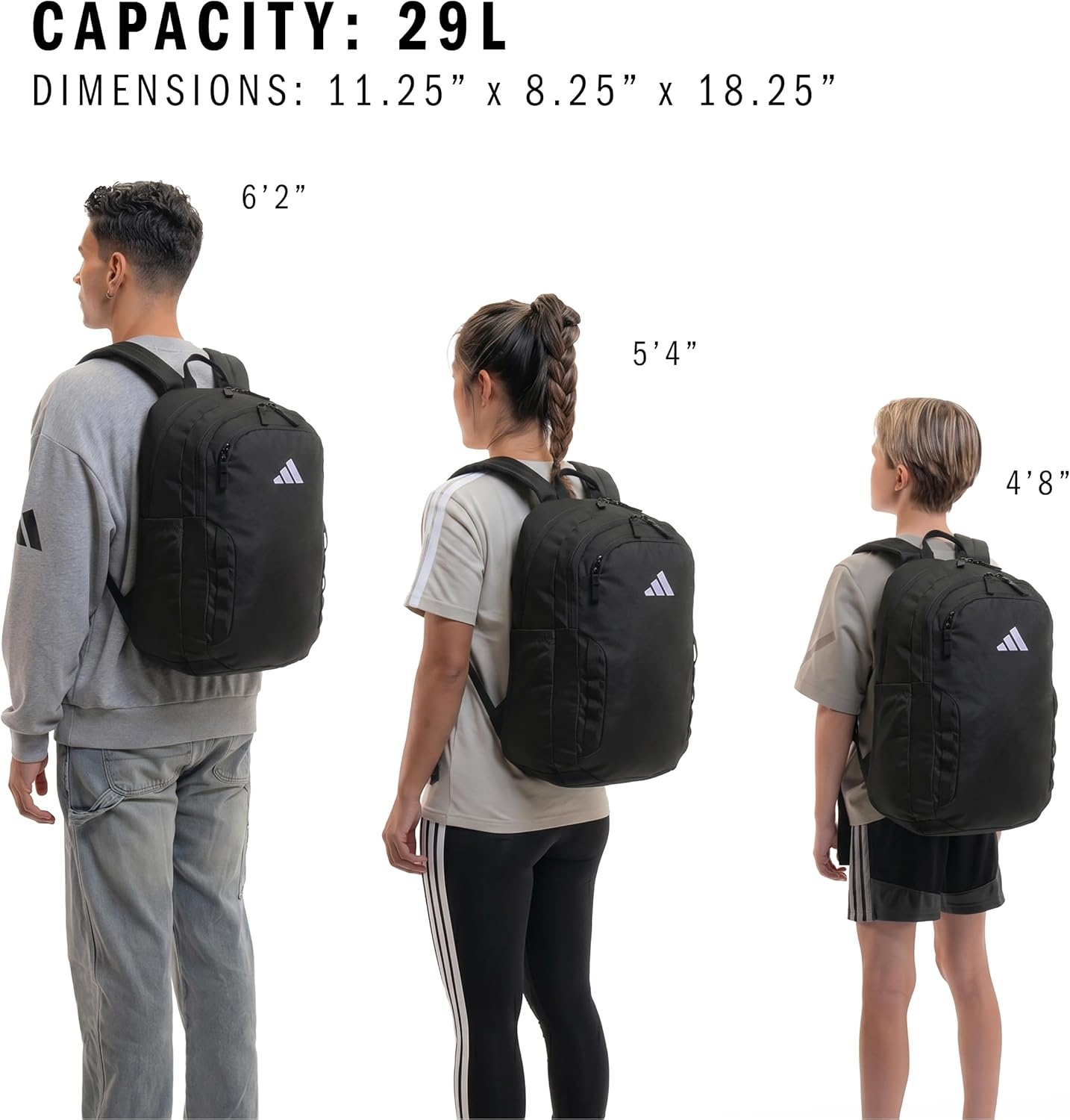 image:imageadidas Amplifier Backpack for Laptop School and Gym 28LBlackWhiteRegular