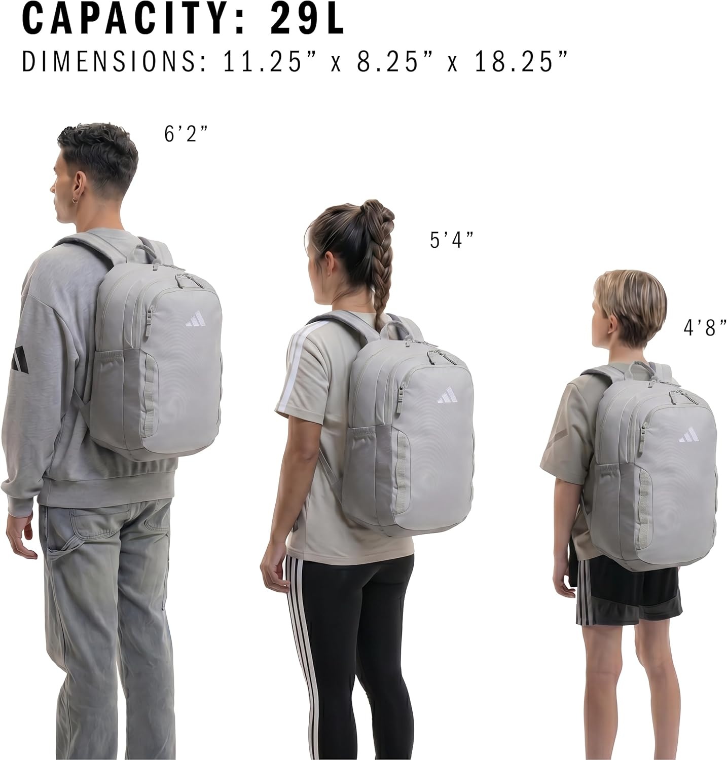 image:imageadidas Amplifier Backpack for Laptop School and Gym 28LGrey TwoGrey ThreeRegular