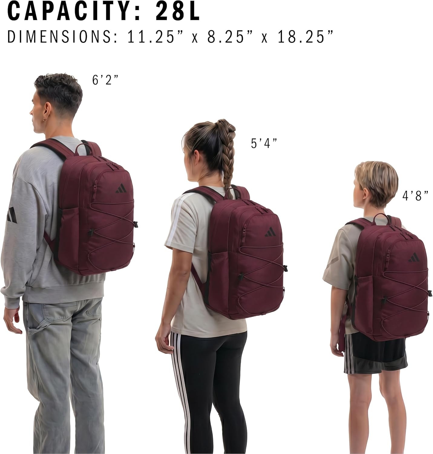 image:imageadidas Amplifier Backpack for Laptop School and Gym 28LMaroonBlackBungie