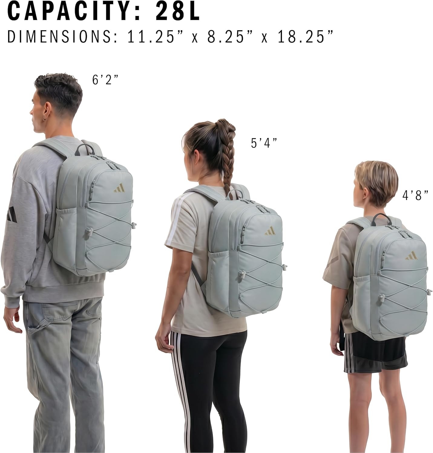 image:imageadidas Amplifier Backpack for Laptop School and Gym 28LWonder Sage GreenWhiteBungie