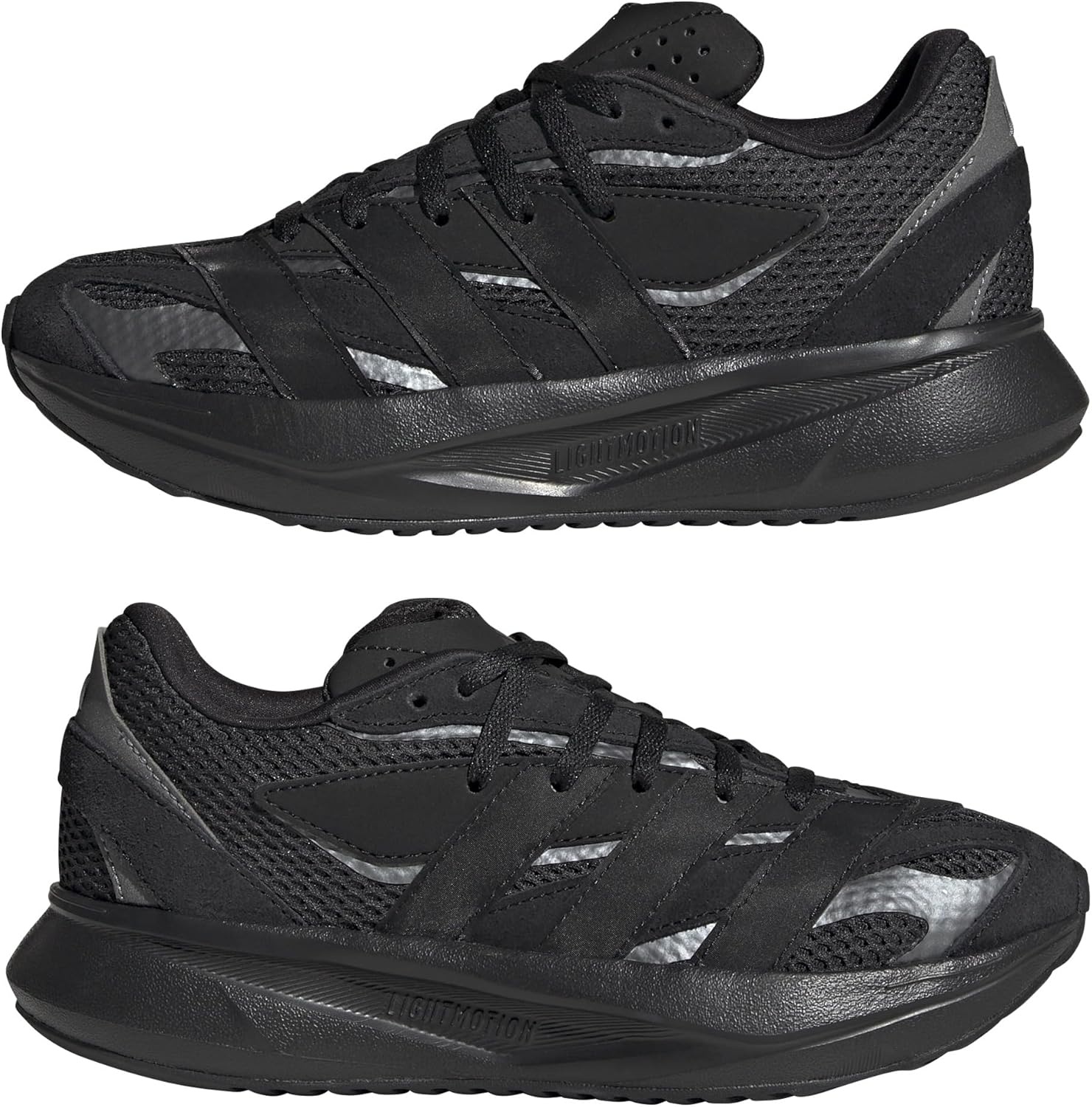 image:imageadidas Boys Lightblaze Lace Up SneakersBlackBlackIron Metallic