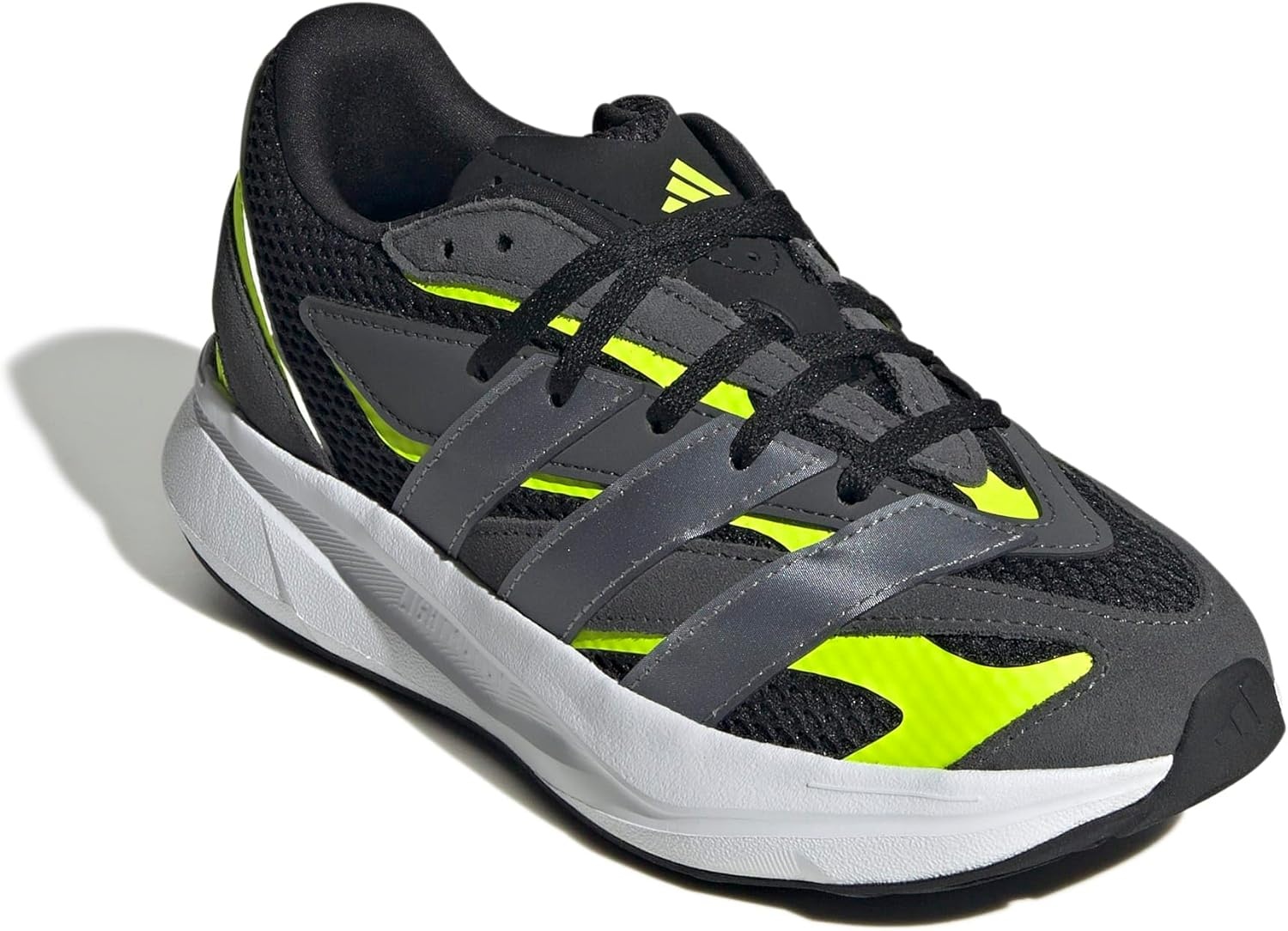 image:imageadidas Boys Lightblaze Lace Up SneakersBlackIron MetallicLucid Lemon