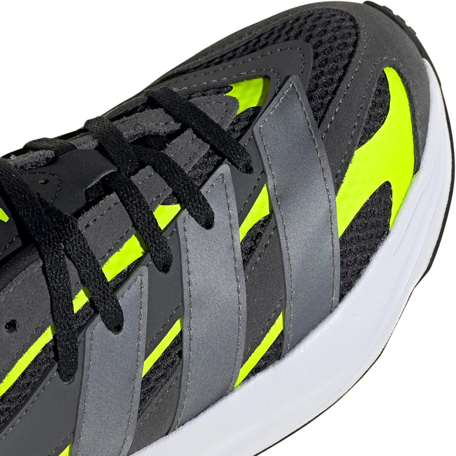 image:imageadidas Boys Lightblaze Lace Up SneakersBlackIron MetallicLucid Lemon