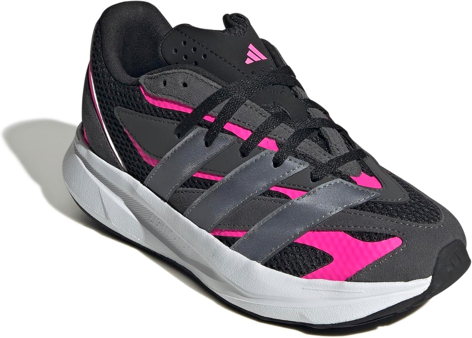 image:imageadidas Boys Lightblaze Lace Up SneakersBlackIron MetallicLucid Pink