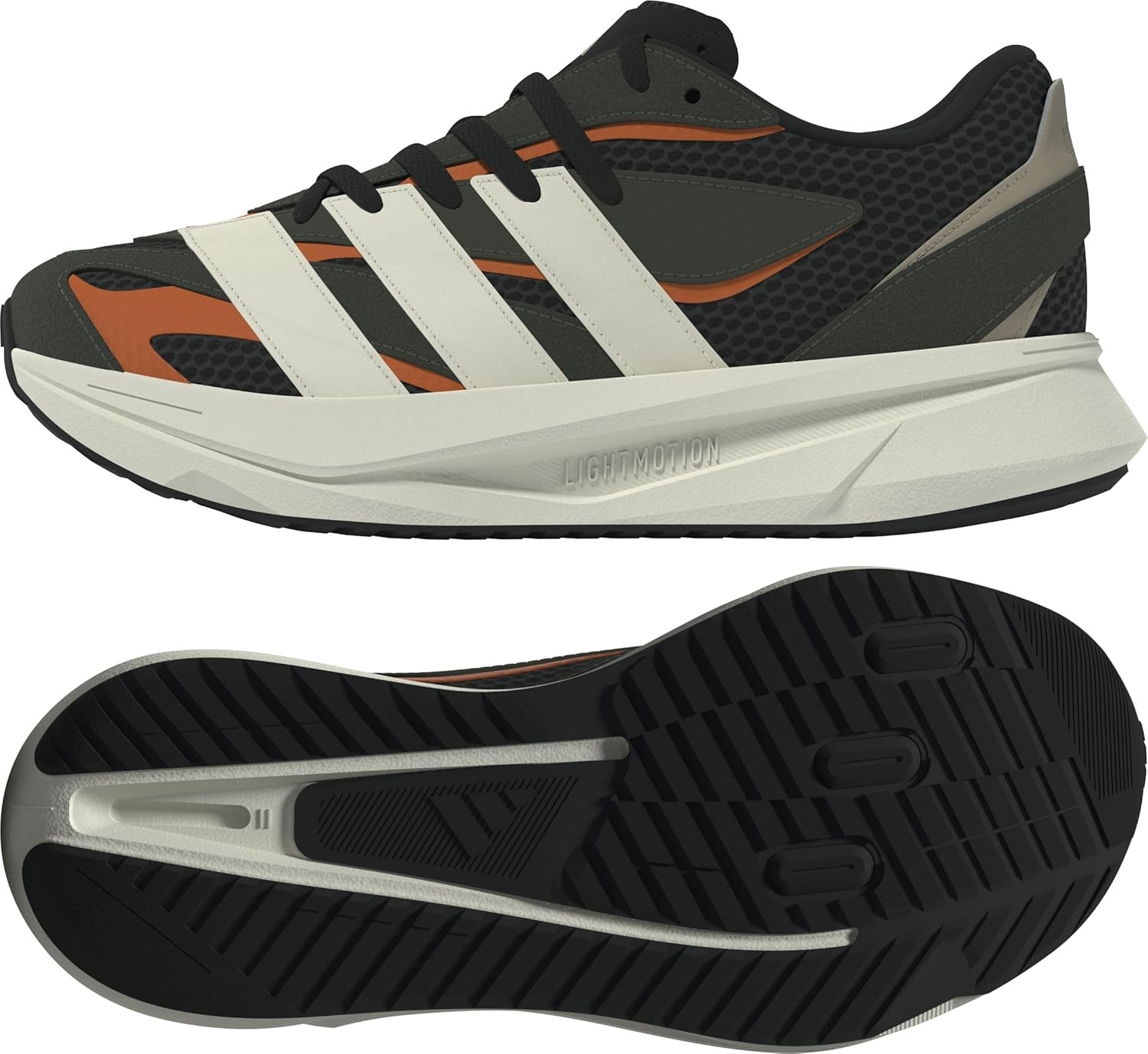 image:imageadidas Boys Lightblaze Lace Up SneakersBlackOff WhiteShadow Olive