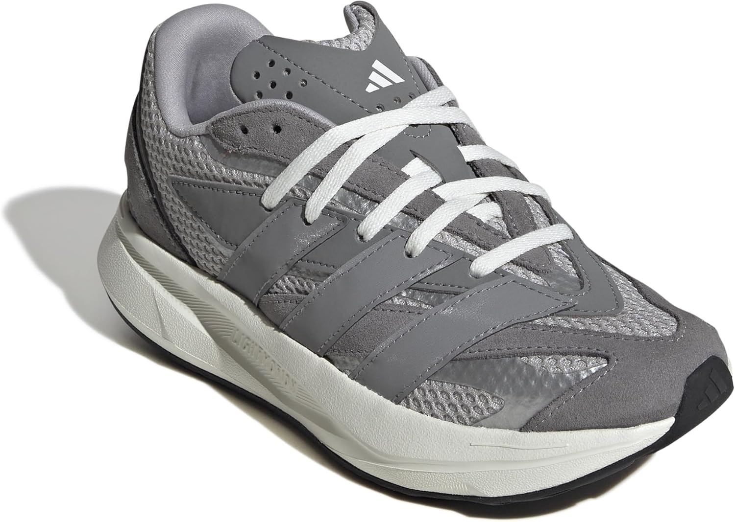 image:imageadidas Boys Lightblaze Lace Up SneakersGreyGreySilver Metallic