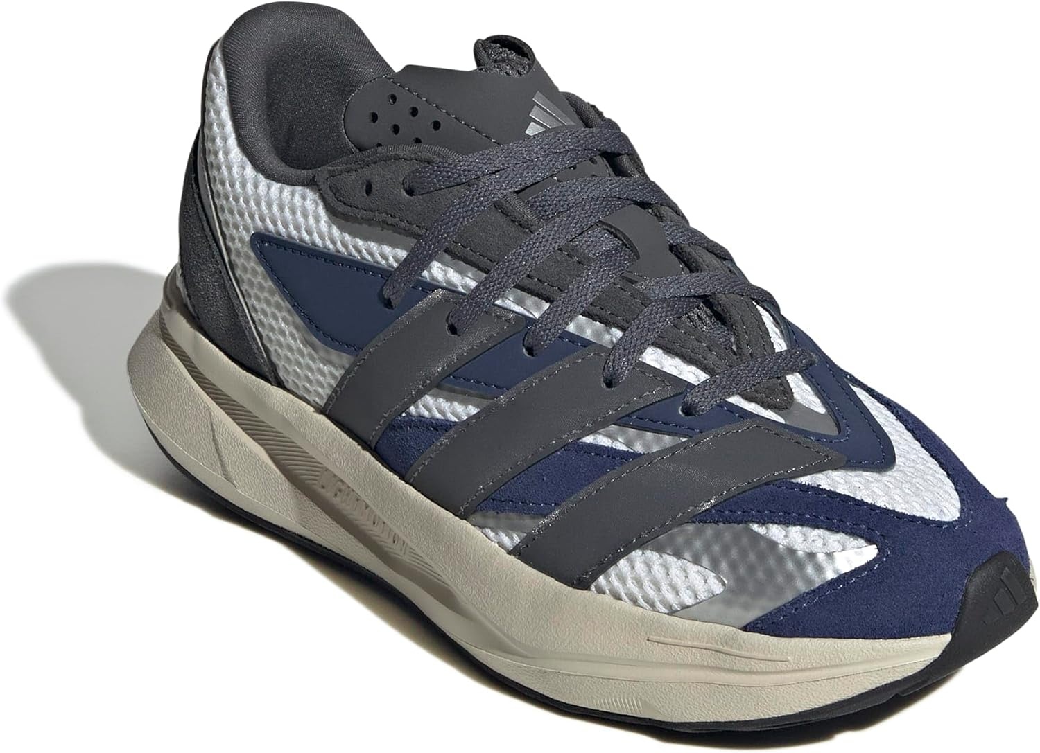 image:imageadidas Boys Lightblaze Lace Up SneakersWhiteDark BlueGrey