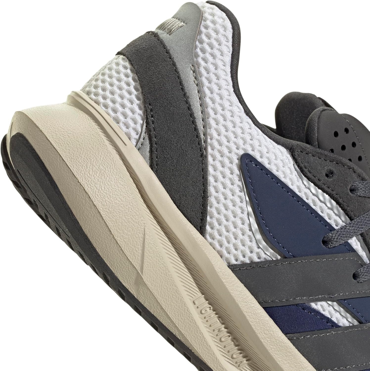 image:imageadidas Boys Lightblaze Lace Up SneakersWhiteDark BlueGrey