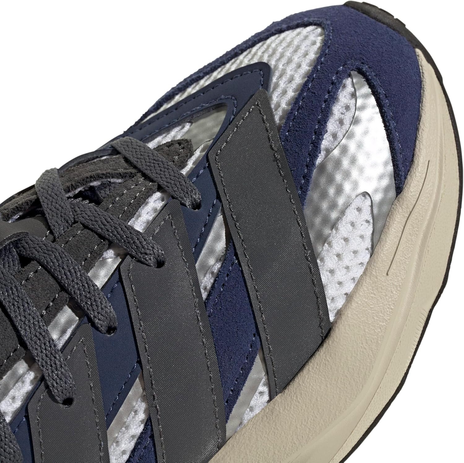 image:imageadidas Boys Lightblaze Lace Up SneakersWhiteDark BlueGrey