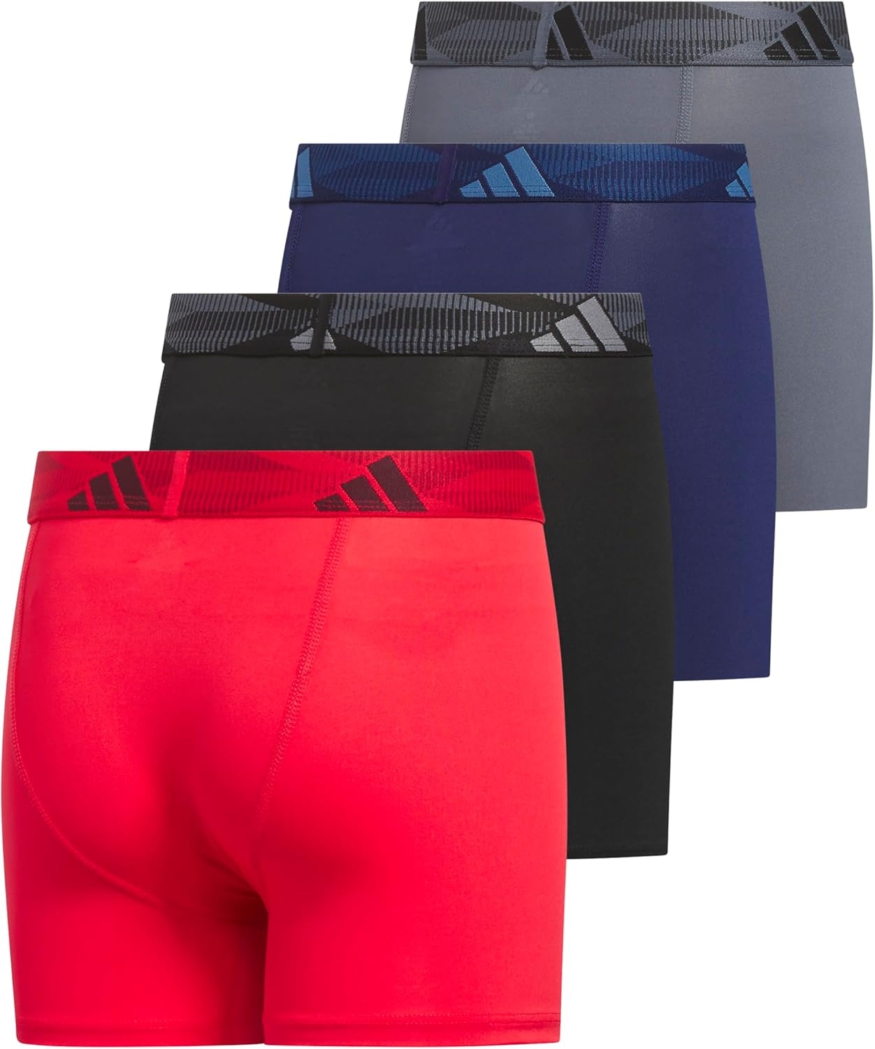 image:imageadidas Boys Performance Microfiber Boxer Briefs 4Pack or 3Pack Kids Graphic UnderwearPure Ruby RedBlackDark Blue