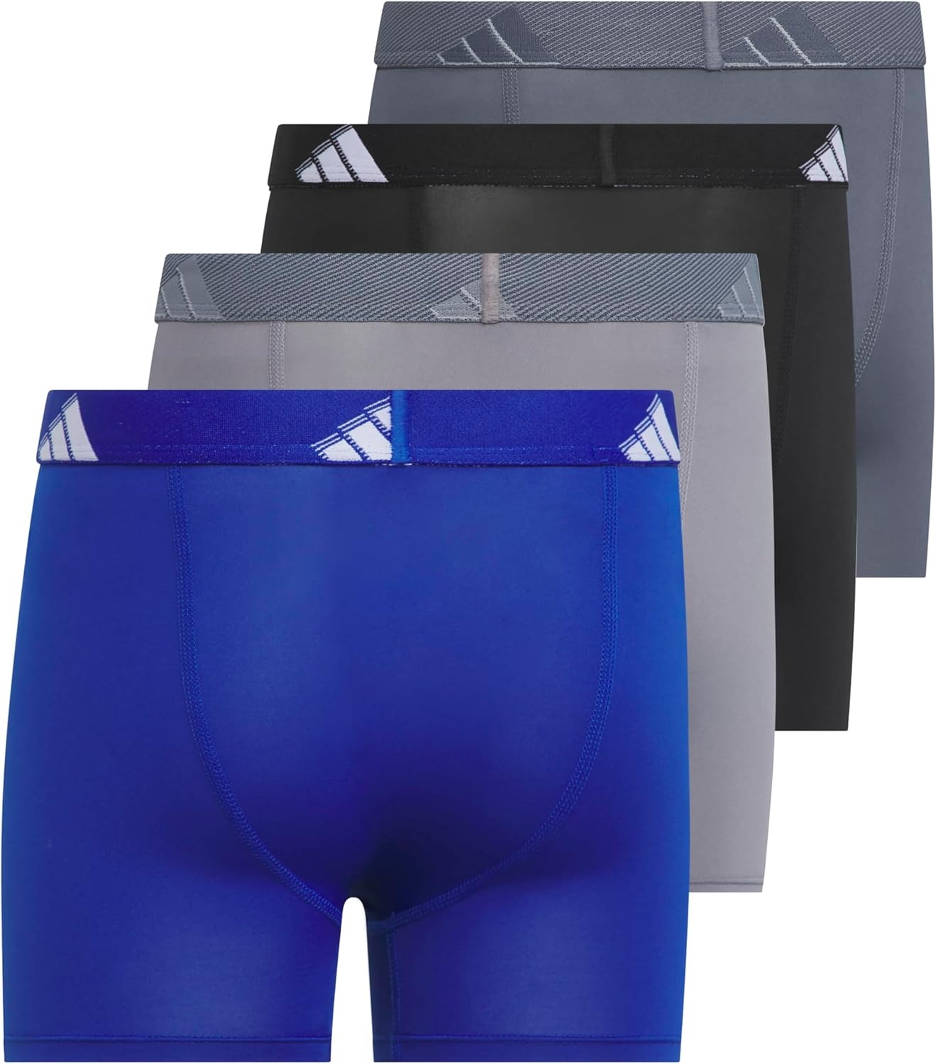 image:imageadidas Boys Performance Microfiber Boxer Briefs 4Pack or 3Pack Kids Graphic UnderwearTeam Royal BlueGreyBlack
