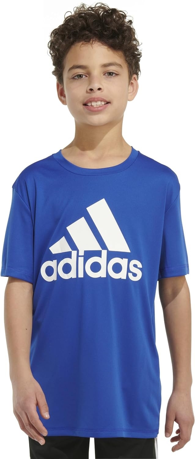 image:imageadidas Boys Short Sleeve Aeroready Performance Logo Tee TShirtTeam Royal Blue