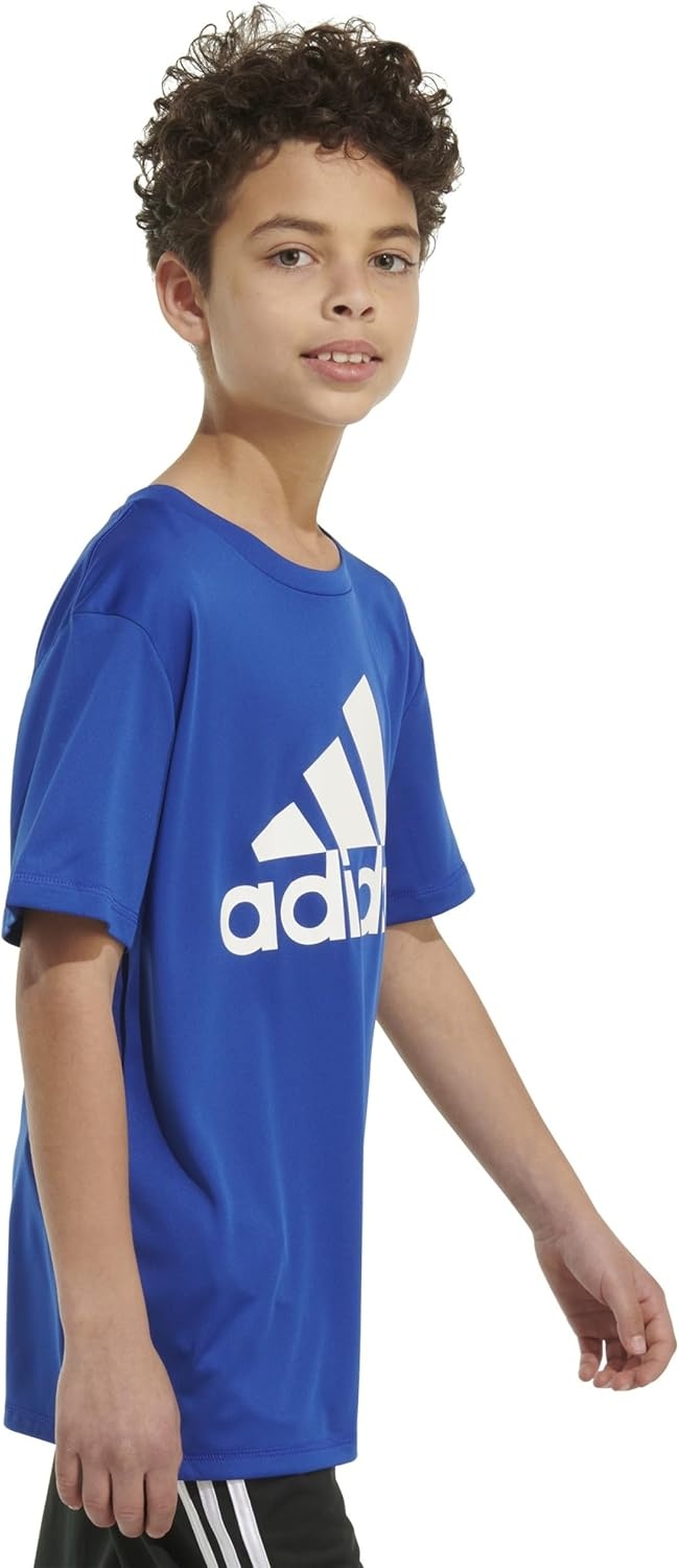 image:imageadidas Boys Short Sleeve Aeroready Performance Logo Tee TShirtTeam Royal Blue