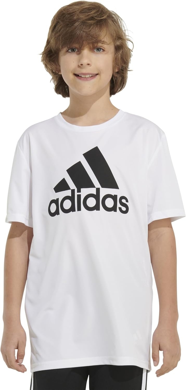 image:imageadidas Boys Short Sleeve Aeroready Performance Logo Tee TShirtWhite
