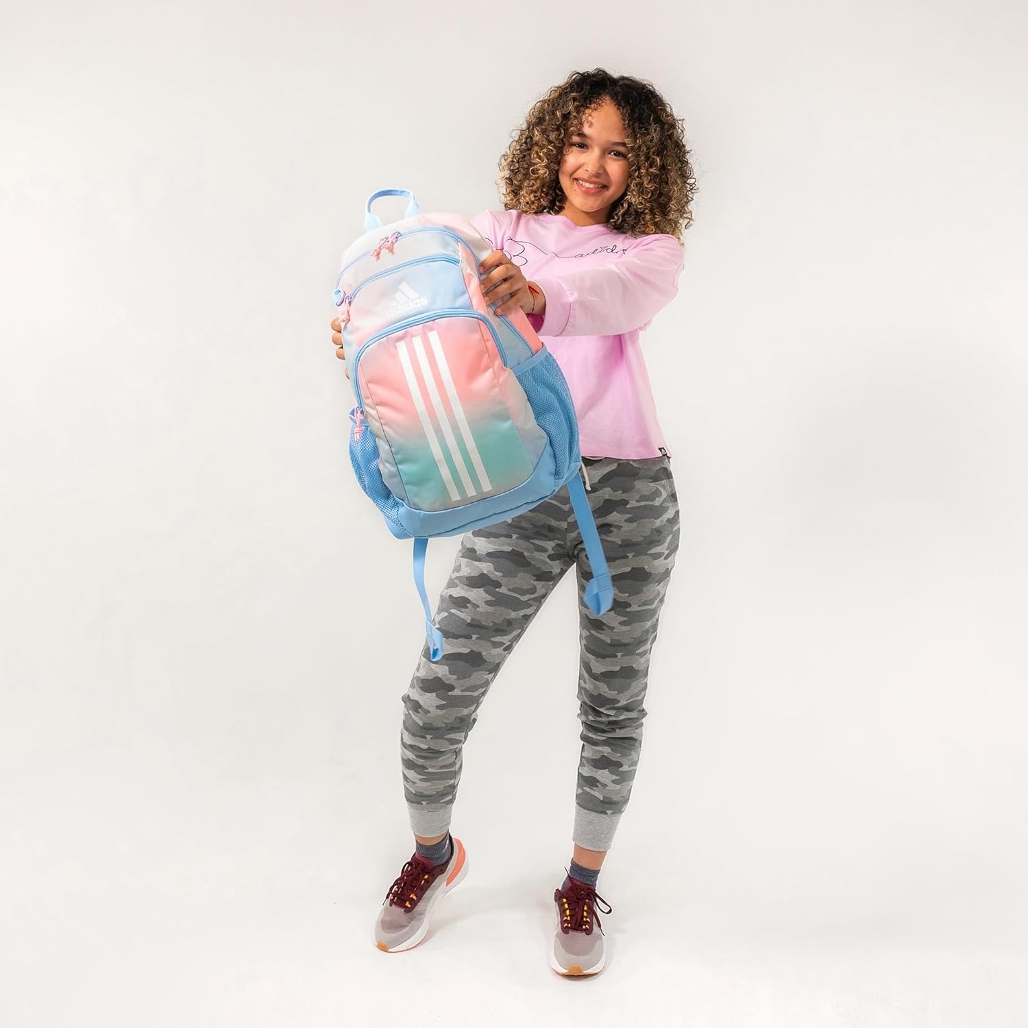 image:imageadidas Creator School Backpack for Girls amp Boys Durable BookbagGradient Rose Tone PinkOnix Grey