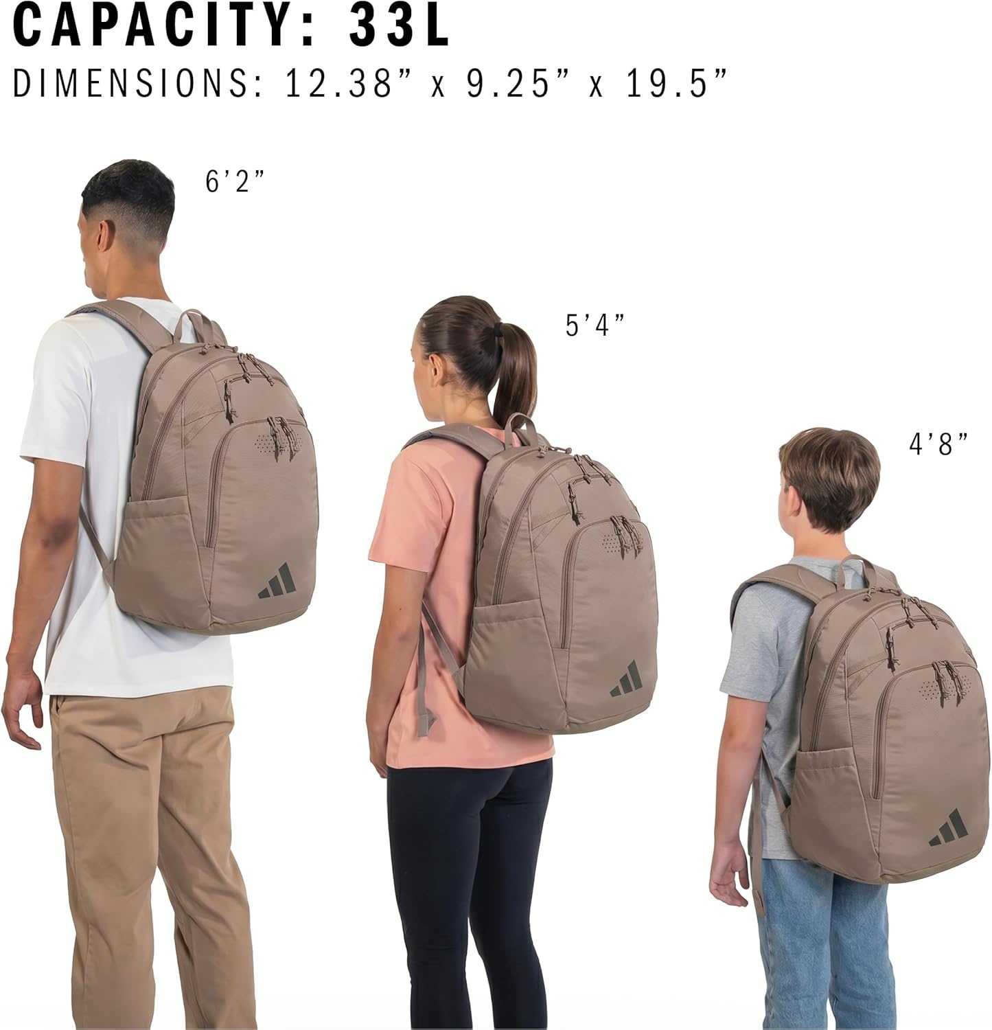 image:imageadidas Defender 5 Backpack for Sports Gym School and Travel 33LChalky BrownGunmetal