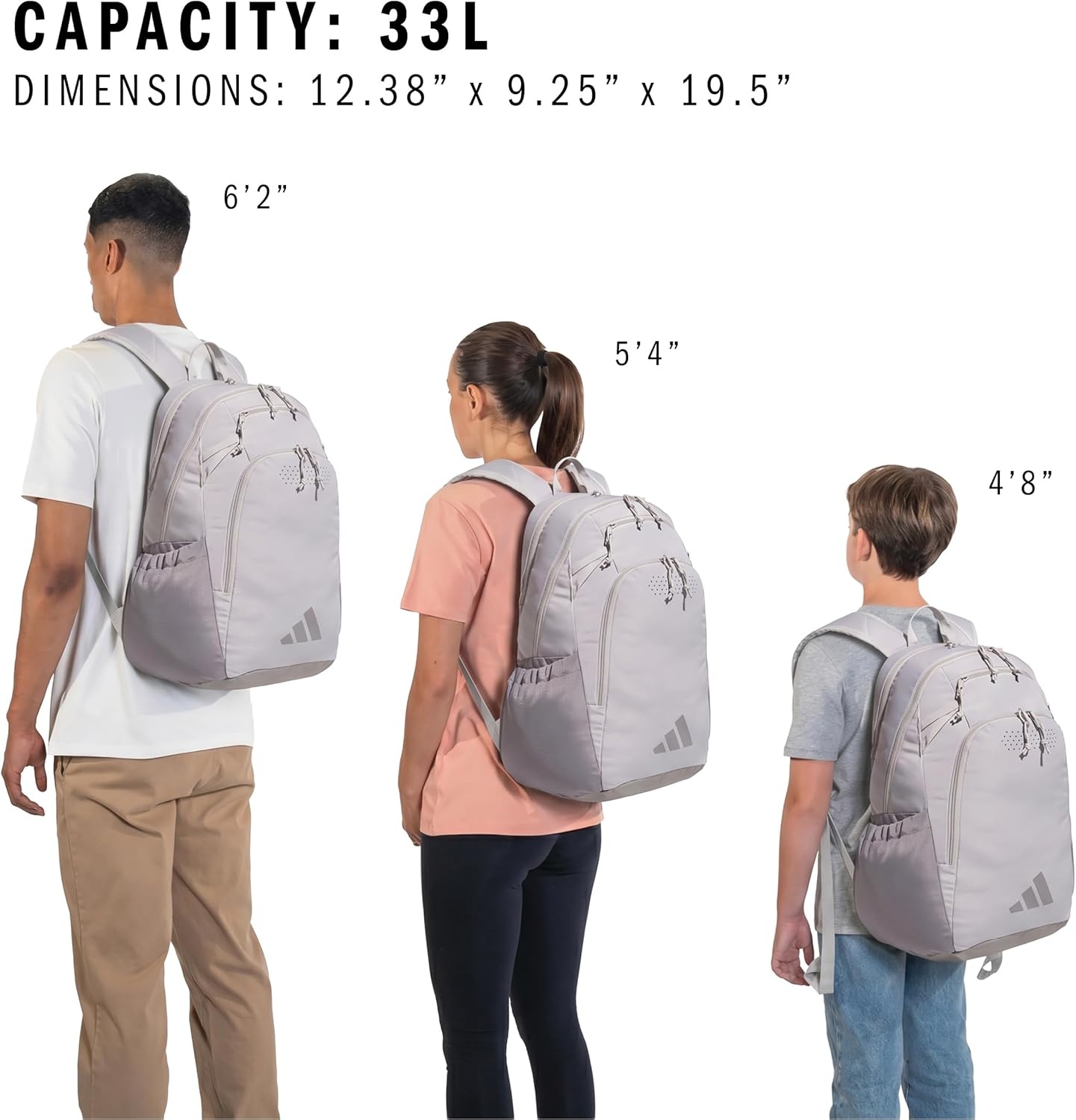 image:imageadidas Defender 5 Backpack for Sports Gym School and Travel 33LGrey TwoGrey Three