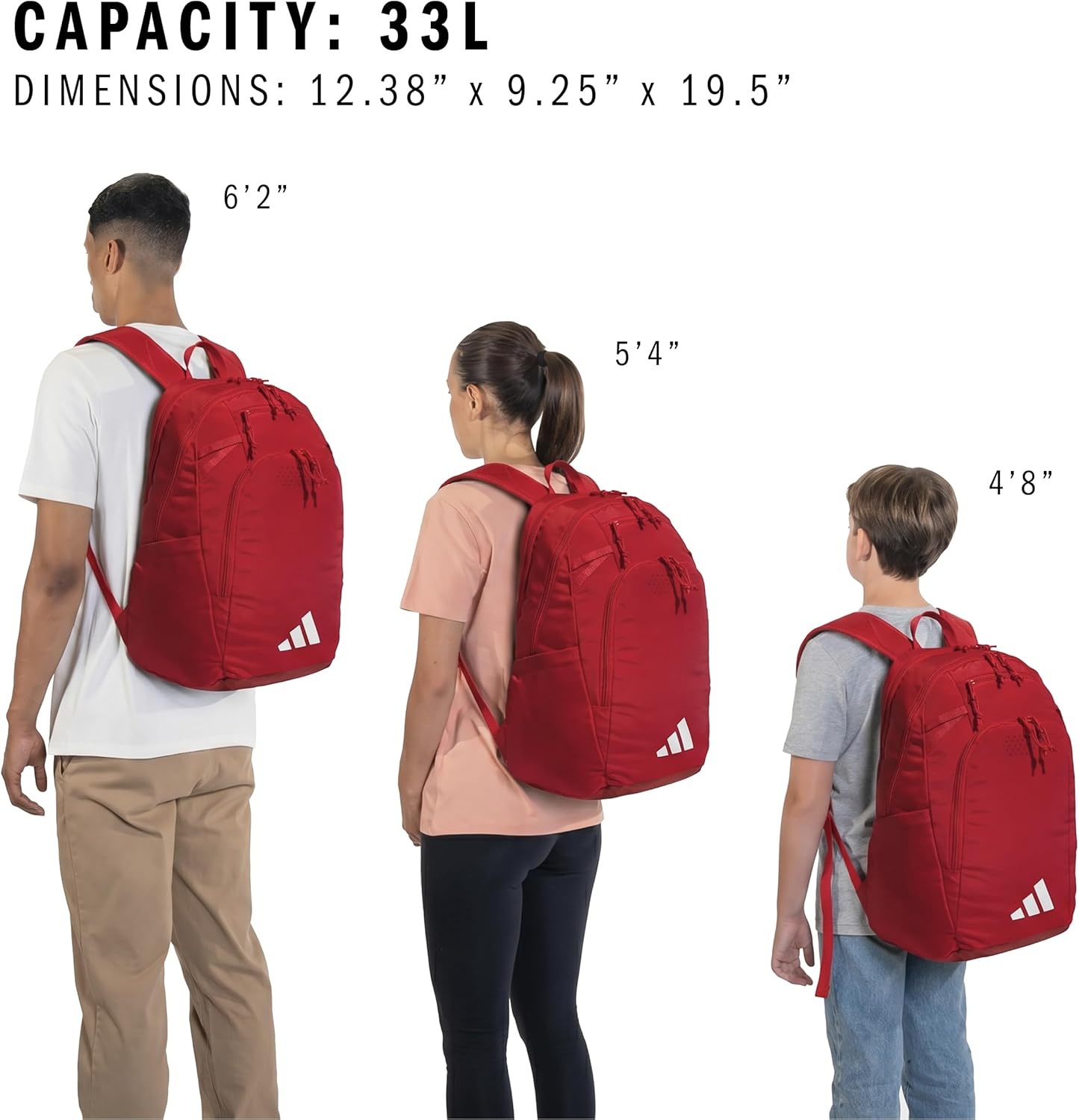 image:imageadidas Defender 5 Backpack for Sports Gym School and Travel 33LPower RedWhite