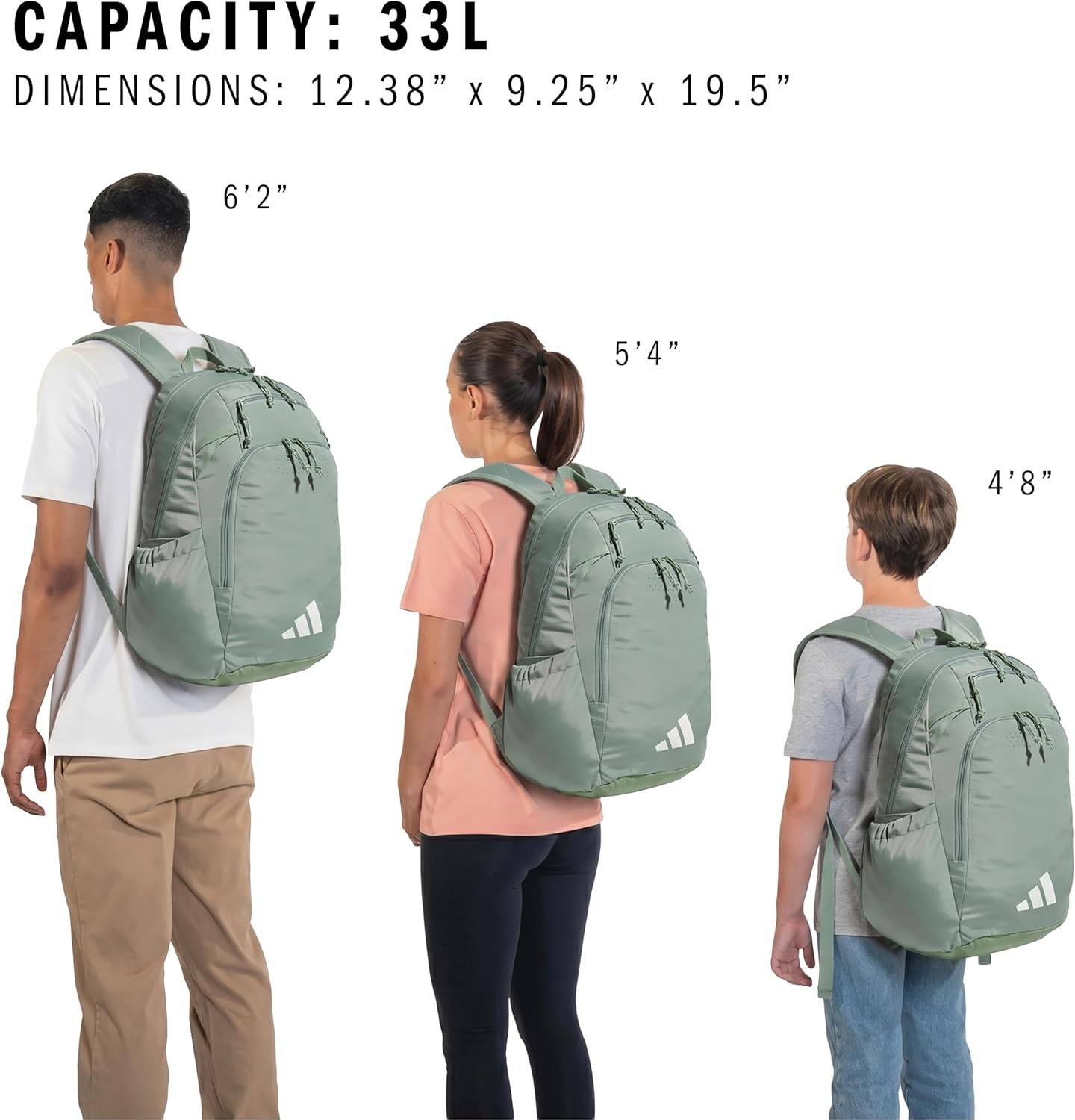 image:imageadidas Defender 5 Backpack for Sports Gym School and Travel 33LSilver GreenWhite