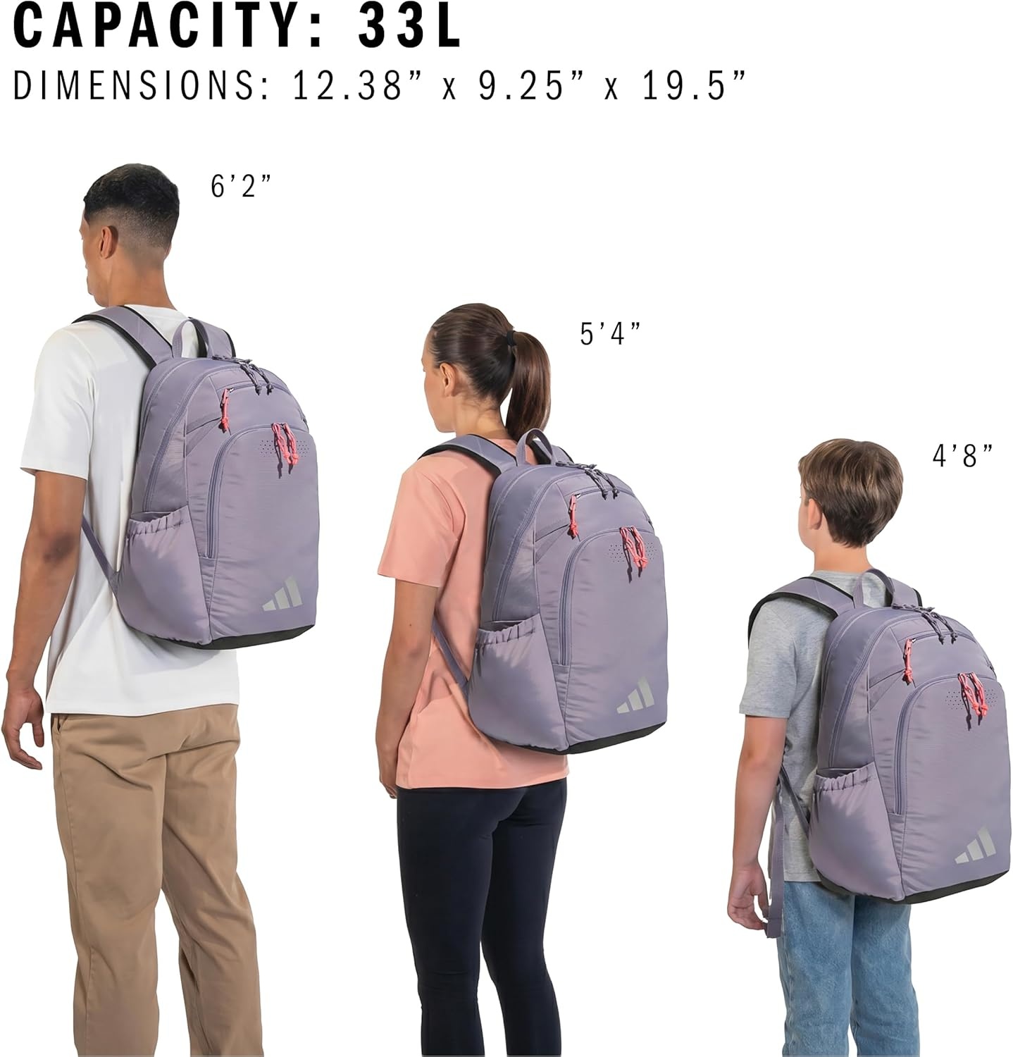 image:imageadidas Defender 5 Backpack for Sports Gym School and Travel 33LSlate GreySilver MetallicSolar Turbo Pink