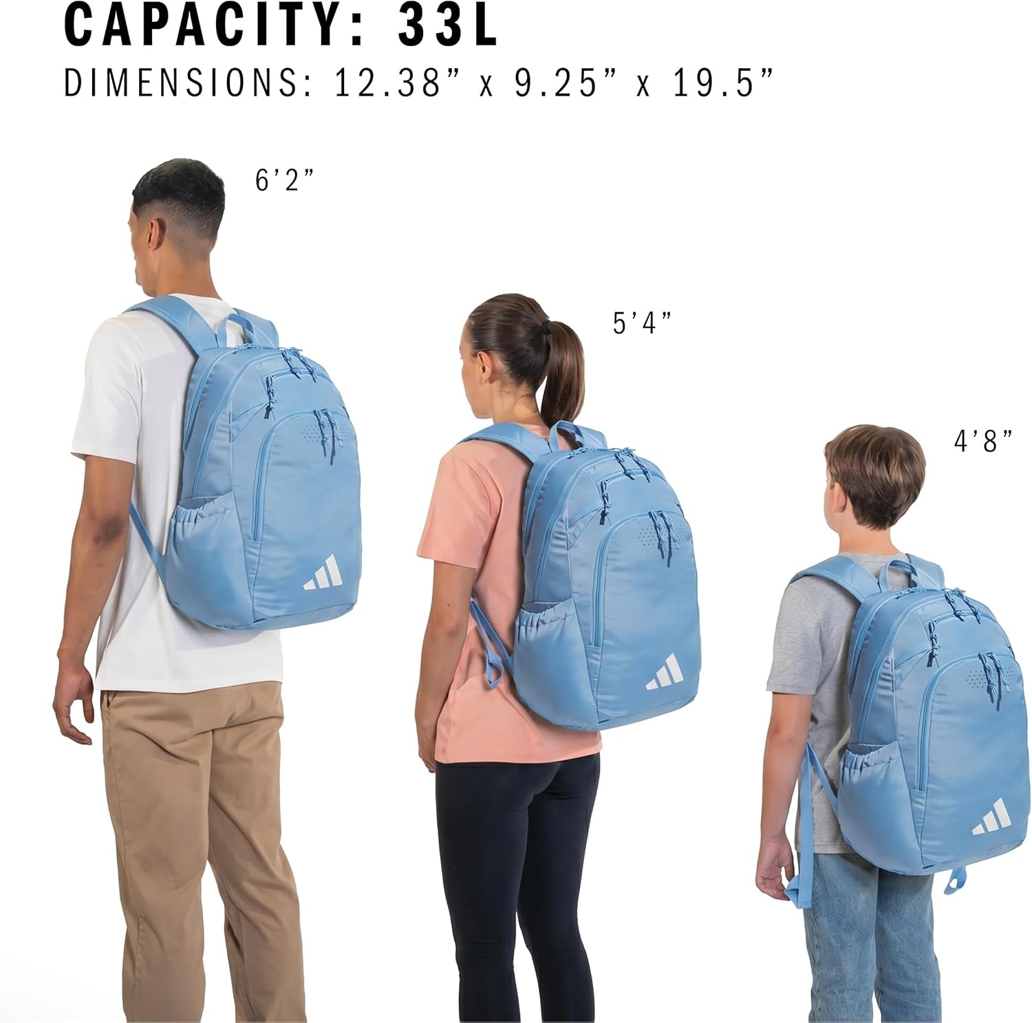 image:imageadidas Defender 5 Backpack for Sports Gym School and Travel 33LTeam Light BlueWhite