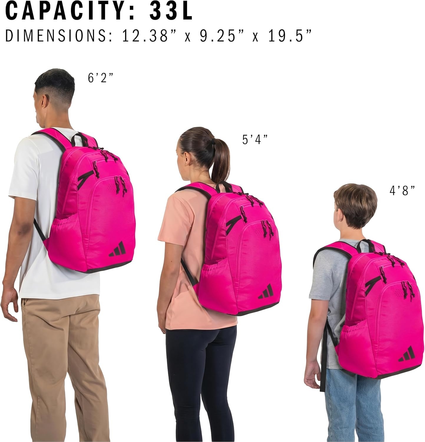 image:imageadidas Defender 5 Backpack for Sports Gym School and Travel 33LTeam Shock Pink 2Black