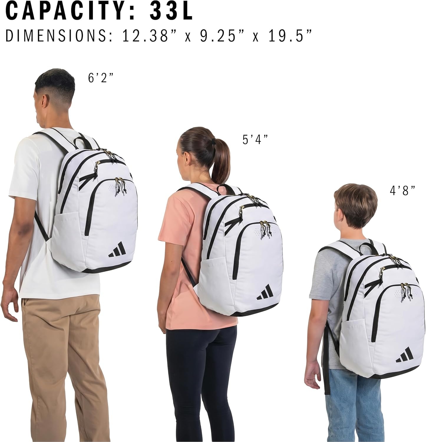 image:imageadidas Defender 5 Backpack for Sports Gym School and Travel 33LWhiteGold MetallicBlack
