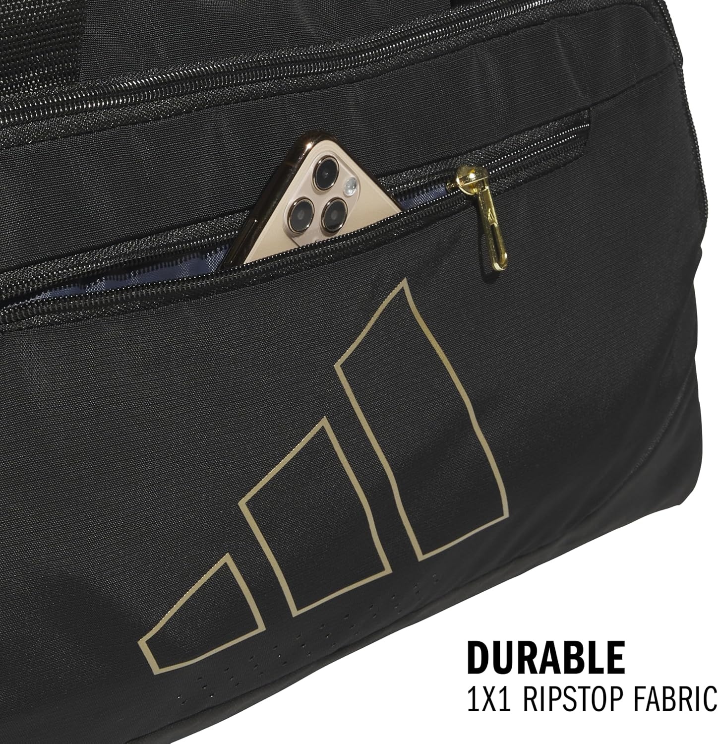 image:imageadidas Defender 5 Duffel Bag Premium Duffle for Sports Gym amp TravelBlackGold Metallic