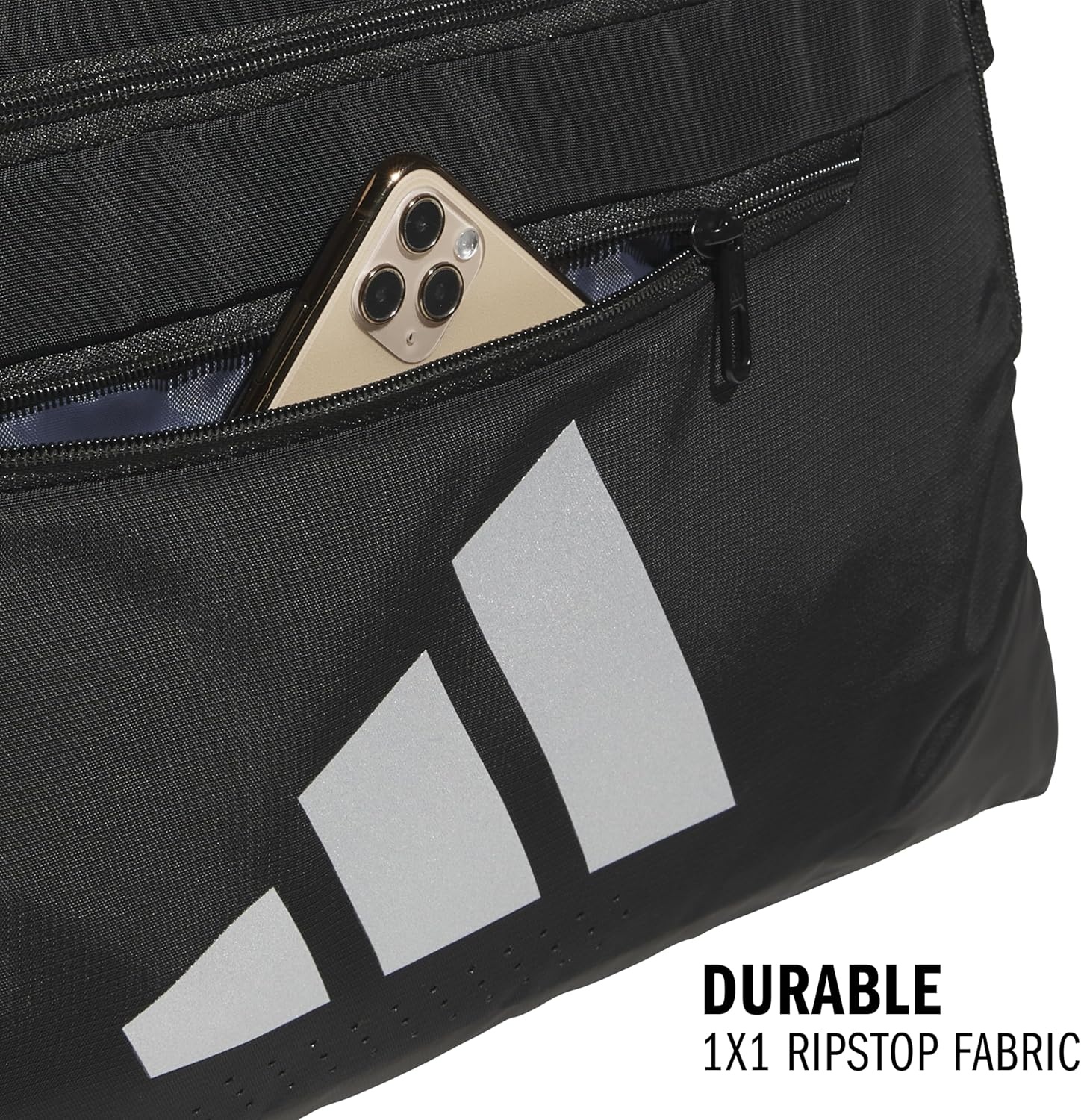 image:imageadidas Defender 5 Duffel Bag Premium Duffle for Sports Gym amp TravelBlackSilver Metallic
